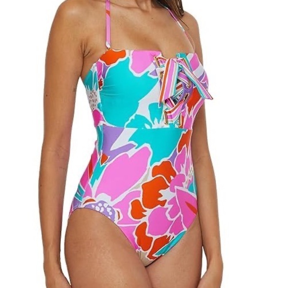 Trina Turk Women's Meilani Bandeau One Piece Swimsuit,Women's Size 8